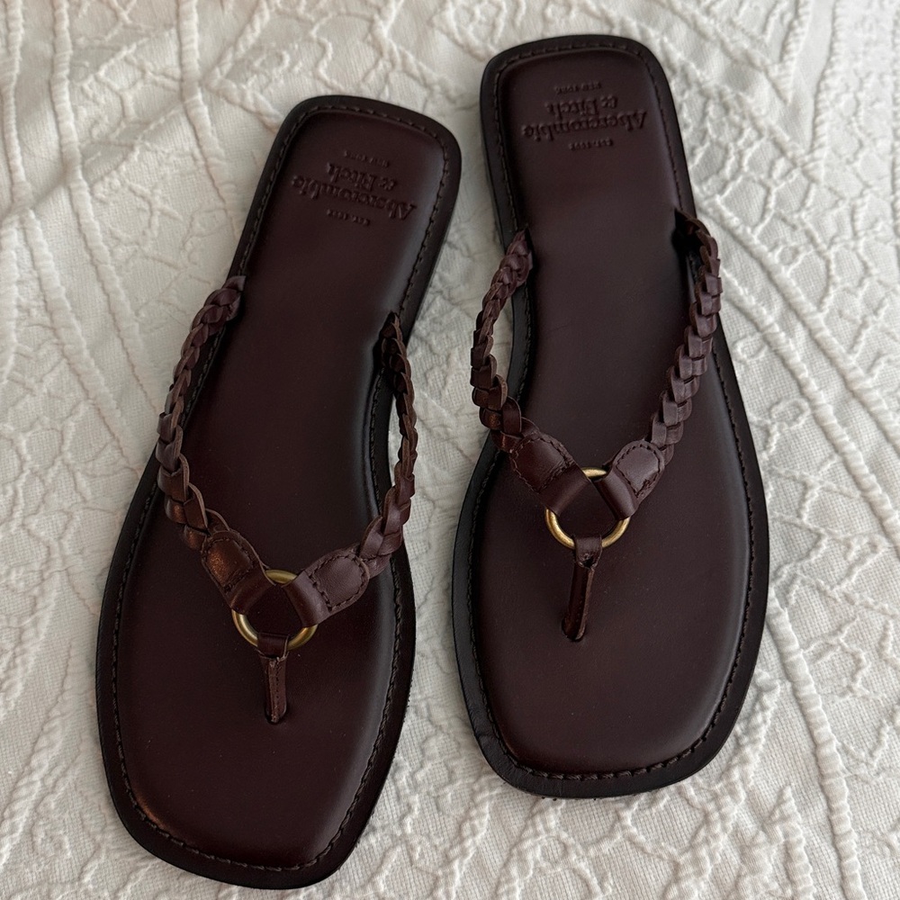 Abercrombie & Fitch Dark Brown Braided Leather Sandal Sz 8